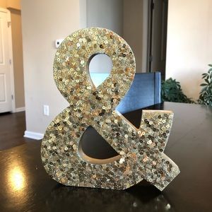 Gold & Glittery Wooden Ampersand Sign